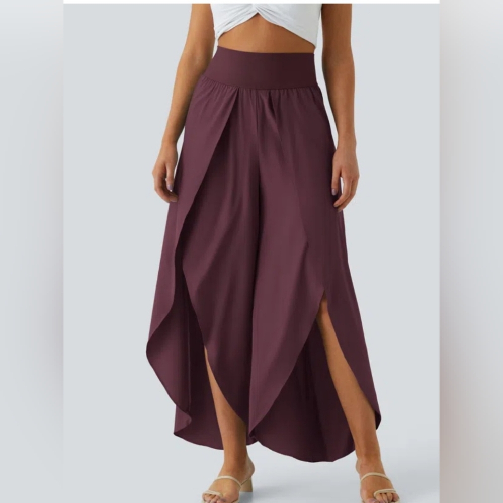 Flowy Halara wine colored pants, NWT